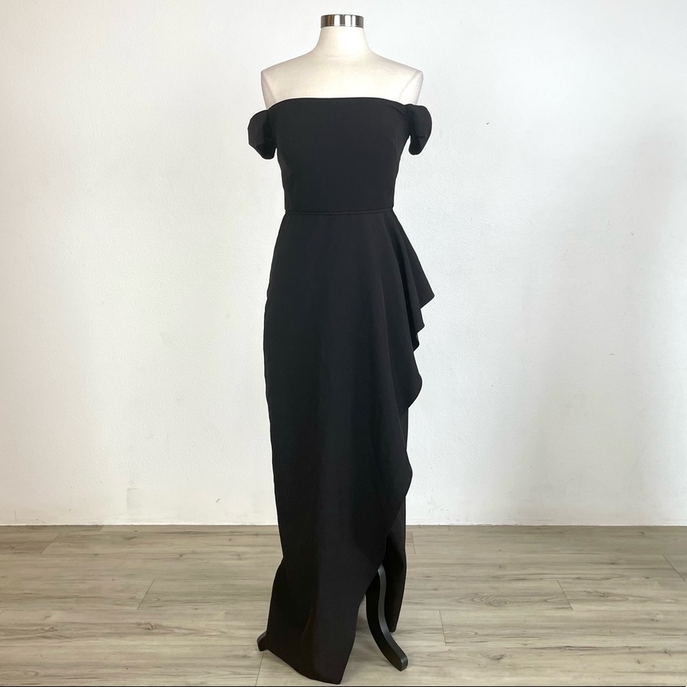 Js Collection Black Off Shoulder Split Cascade Go… - image 4